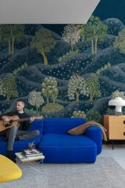 Digitaldruck Hügel Bäume Blumen Blau Grün Weiß ML1802 -Dekor Verkauf Digitaldruck Huegel Baeume Blumen Blau Gruen Weiss ML1802 63217705 1