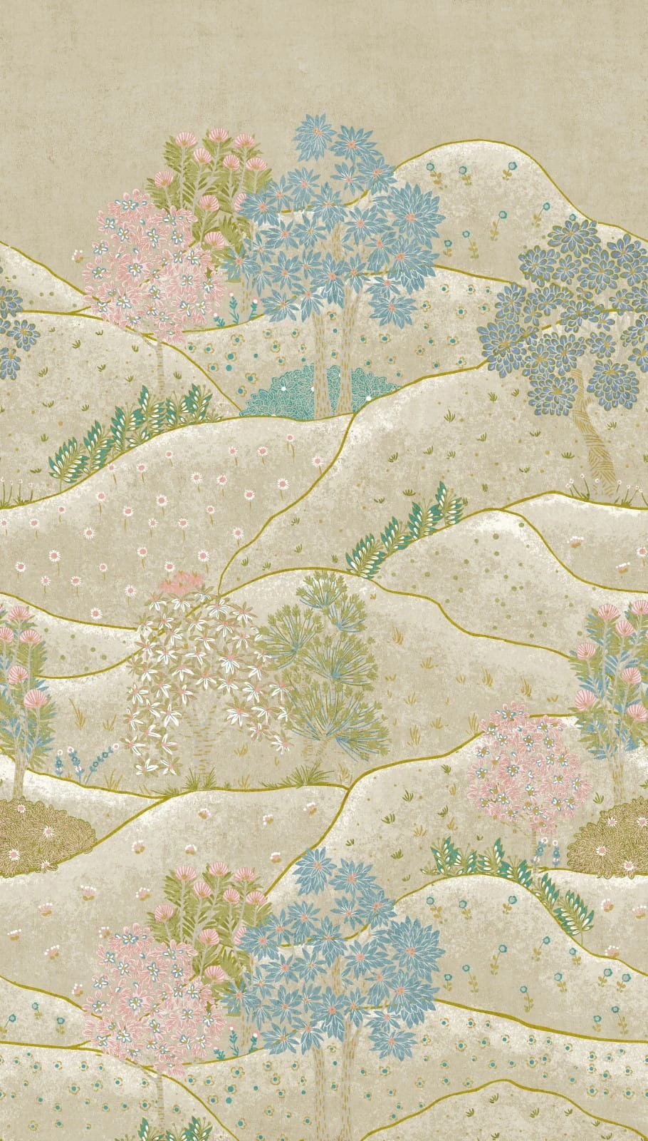 Digitaldruck Hügel Bäume Blumen Grün Grau Blau ML1801 4 Digitaldruck Hügel Bäume Blumen Grün Grau Blau ML1801 - Image 2