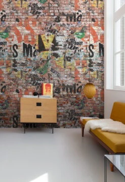 Digitaldruck Wand Backstein Schrift Rot Schwarz Weiß ML3801 -Dekor Verkauf Digitaldruck Wand Backstein Schrift Rot Schwarz Weiss ML3801 63217728