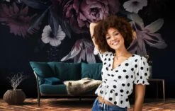 A.S. Creation Fototapeten Floral Blumen Blüten Schwarz Violett 38279-1