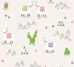 A.S. Creation Kindertapete Kaktus Lamas Hellgrau Bunt 36985-3