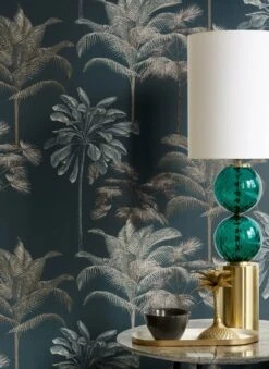 Tapete Palmier Imperial Graublau