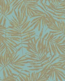 Tapete Vlies Blätter Blau Grün Metallic 31319