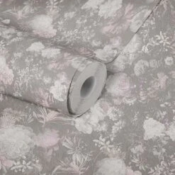 Tapete Vlies Blüten Blumen Floral Grau Rosa 38095-4