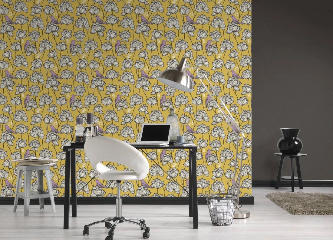 A.S. Creation Vlies Tapete Floral Vögel Goldgelb Weiß AS Creation 36317-3 5 A.S. Creation Vlies Tapete Floral Vögel Goldgelb Weiß AS Creation 36317-3 - Image 3