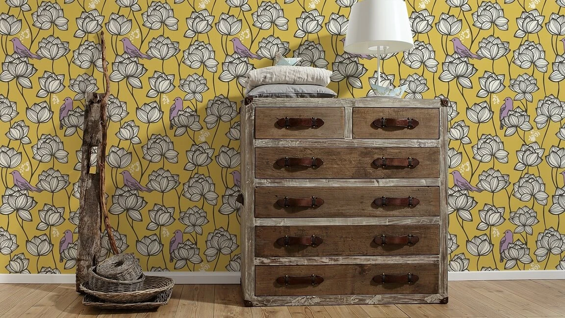 A.S. Creation Vlies Tapete Floral Vögel Goldgelb Weiß AS Creation 36317-3 6 A.S. Creation Vlies Tapete Floral Vögel Goldgelb Weiß AS Creation 36317-3 - Image 4