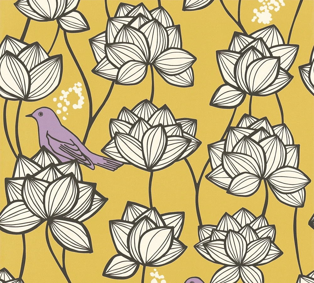 A.S. Creation Vlies Tapete Floral Vögel Goldgelb Weiß AS Creation 36317-3 3 A.S. Creation Vlies Tapete Floral Vögel Goldgelb Weiß AS Creation 36317-3