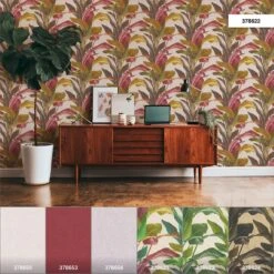 Tapete Vlies Floral Blätter Braun Rot Weiß 37862-2 -Dekor Verkauf Tapete Vlies Floral Blaetter braun rot weiss 37862 2 63206697 1