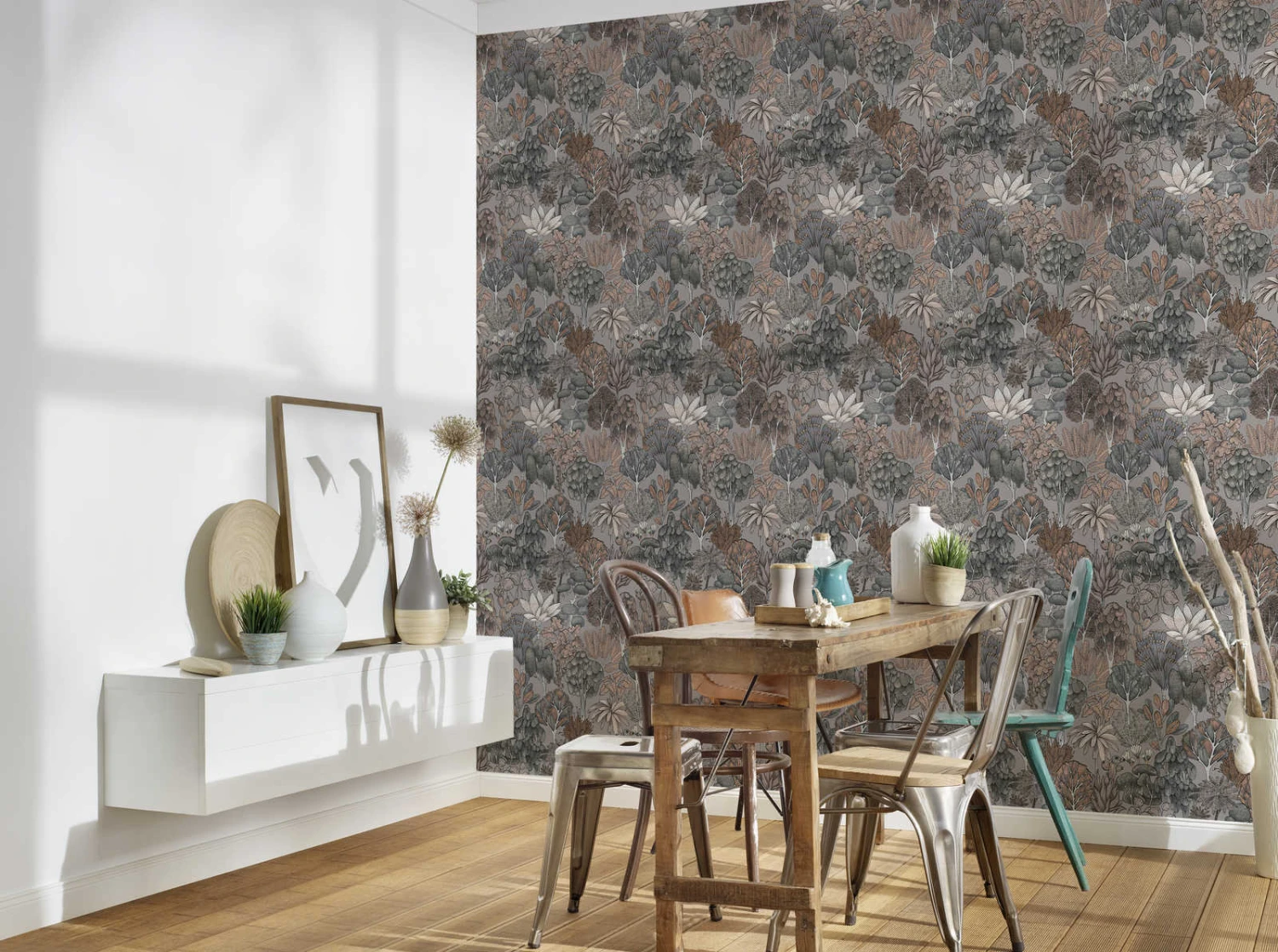 Tapete Vlies Palmen Floral Grau Beige Weiß 37757-4 6 Tapete Vlies Palmen Floral Grau Beige Weiß 37757-4 - Image 4