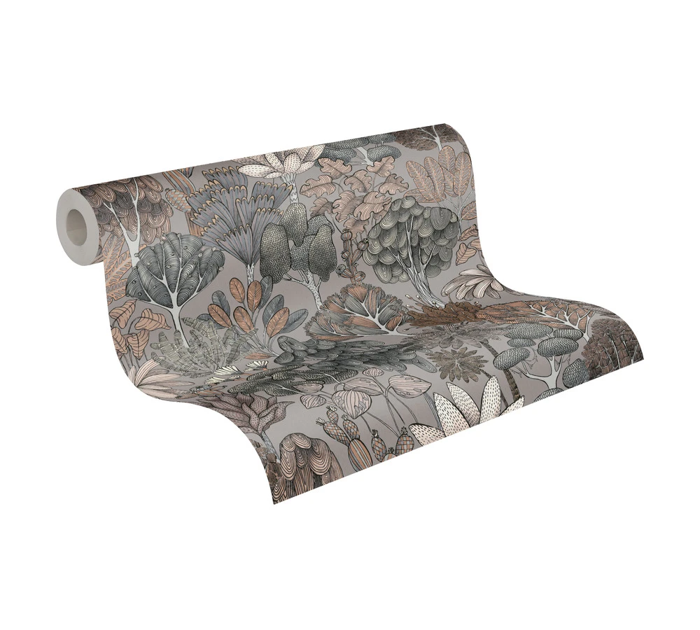 Tapete Vlies Palmen Floral Grau Beige Weiß 37757-4 3 Tapete Vlies Palmen Floral Grau Beige Weiß 37757-4