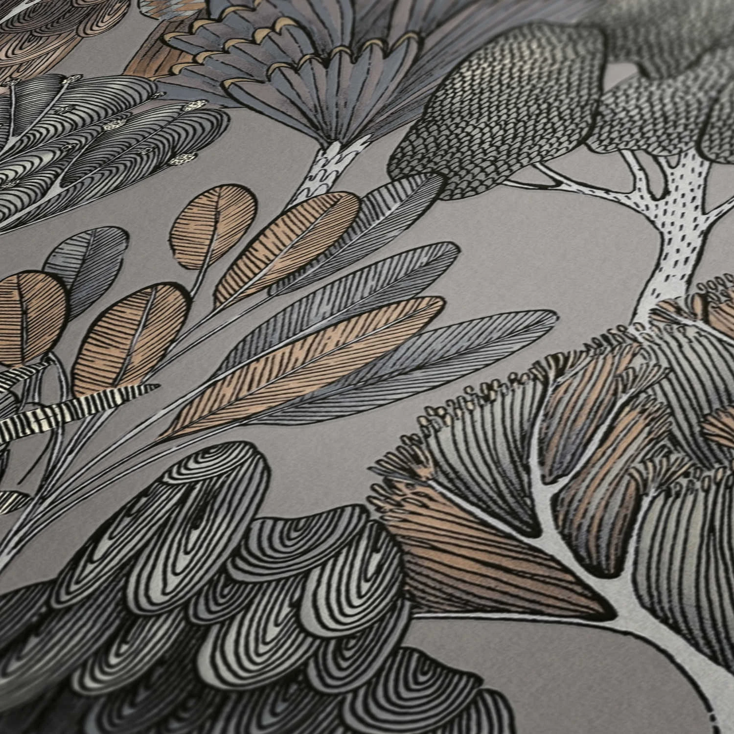 Tapete Vlies Palmen Floral Grau Beige Weiß 37757-4 5 Tapete Vlies Palmen Floral Grau Beige Weiß 37757-4 - Image 3