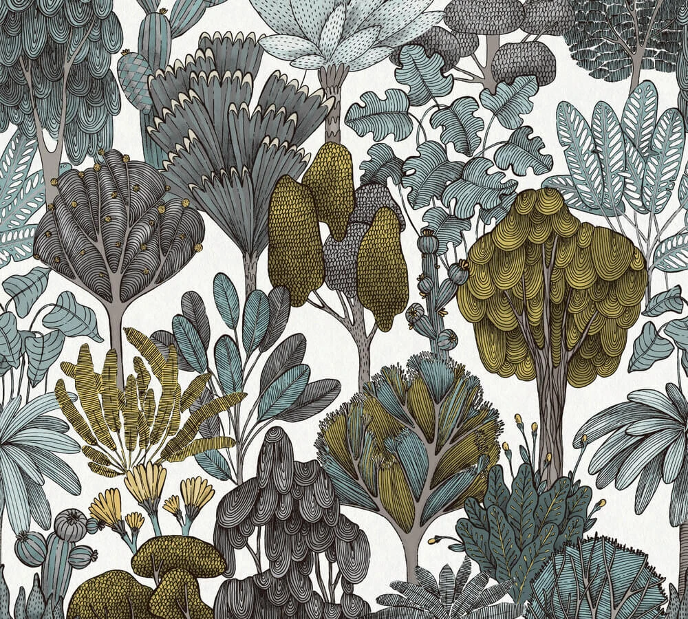 Tapete Vlies Palmen Floral Weiß Grün Grau 37757-3 4 Tapete Vlies Palmen Floral Weiß Grün Grau 37757-3 - Image 2