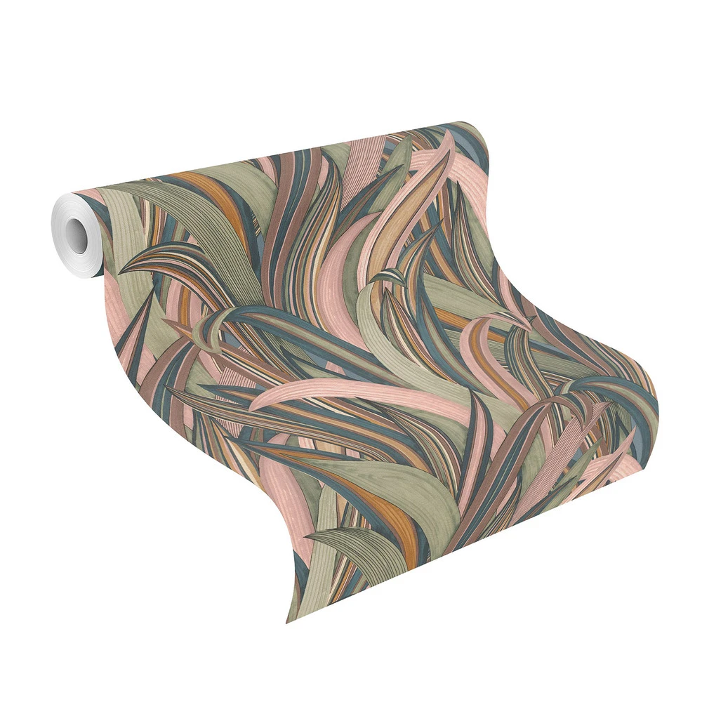 Tapete Vlies Rasch Blätter Gräser Blau Rosa 541243 3 Tapete Vlies Rasch Blätter Gräser Blau Rosa 541243