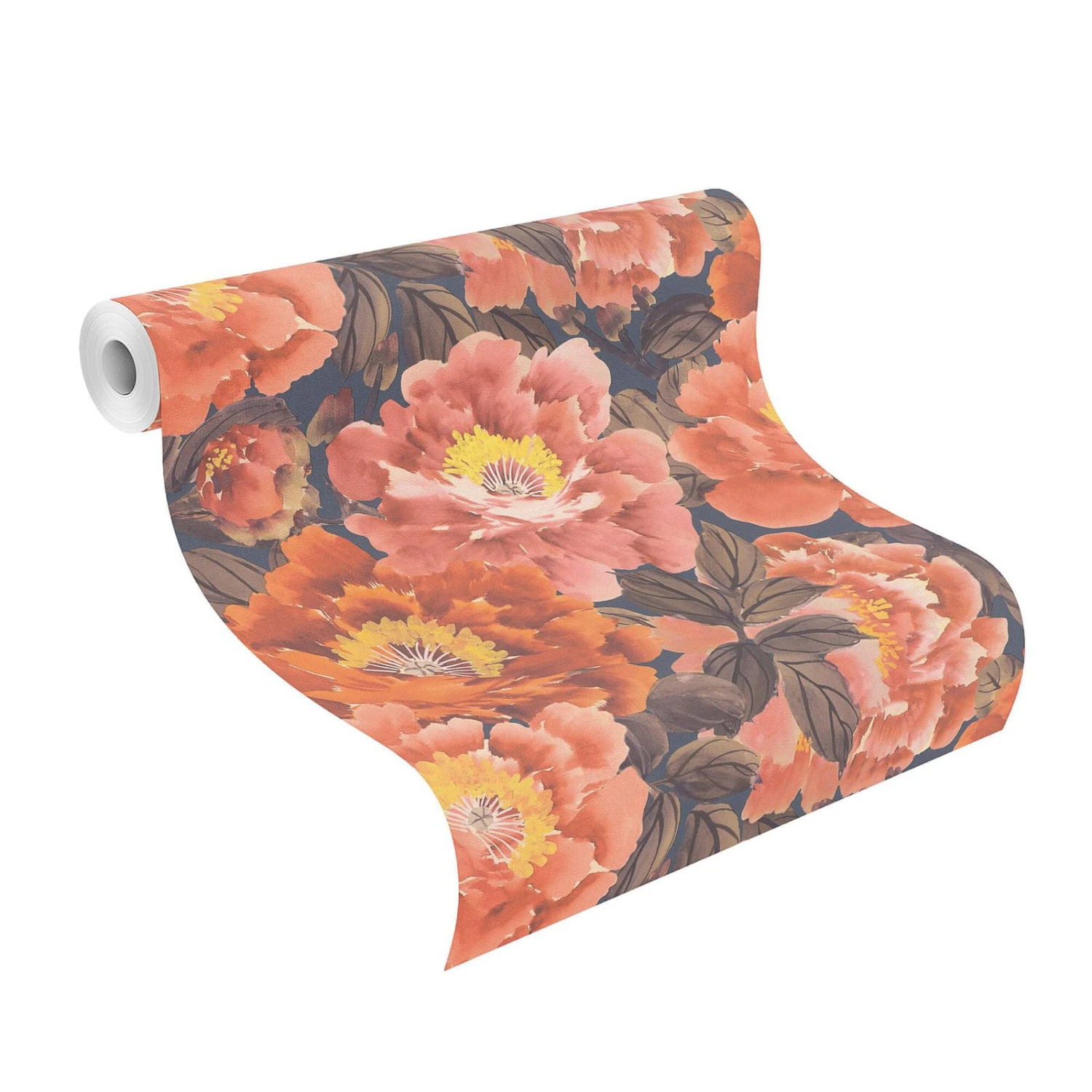 Tapete Vlies Rasch Blumen Floral Orange-rot Braun 408348 3 Tapete Vlies Rasch Blumen Floral Orange-rot Braun 408348