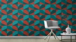 Tapete Vlies Rasch Leder-Kacheln Blau Orange-rot 419269 -Dekor Verkauf Tapete Vlies Rasch Leder Kacheln blau orange rot 419269 63207350 2