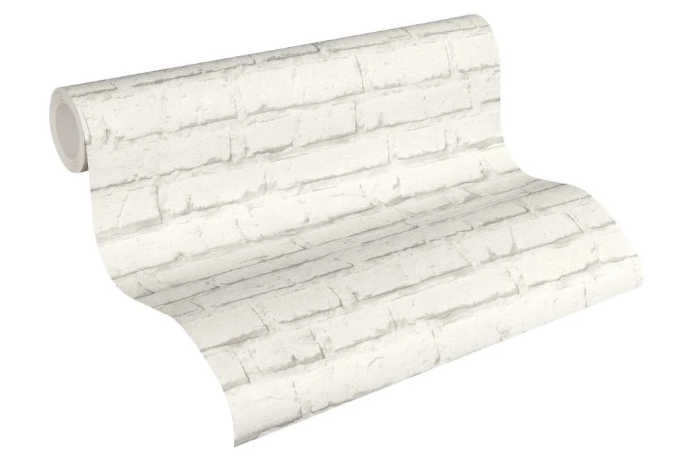 Tapete Vlies Stein-Optik Klinker Weiß Grau 34399-2 4 Tapete Vlies Stein-Optik Klinker Weiß Grau 34399-2 - Image 2