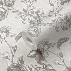 A.S. Creation Tapete Vlies Floral Rosen Grau Weiß 38700-1 -Dekor Verkauf Tapeten Musterartikel 38700 1 63211212