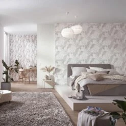 Vliestapete Elle Blattmuster Weiß Grau Silber 10332-10 -Dekor Verkauf Vliestapete Elle Blaetter Weiss Grau Silber 10332 10 63216403 3