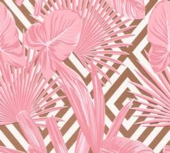 A.S. Creation Vliestapete Floral Karo Rosa Bronze Weiß Metallic 36811-1